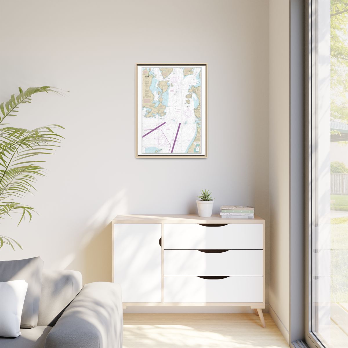 Chart 18429 Rosario Strait-southern part - NOAA Nautical Chart Floating Frame Canvas | 24" x 32" | 30" x 40" - Natural context-1