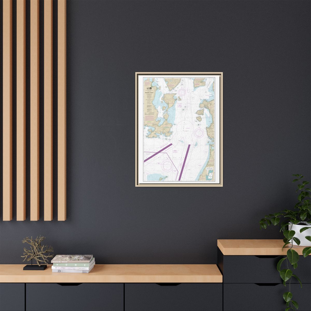 Chart 18429 Rosario Strait-southern part - NOAA Nautical Chart Floating Frame Canvas | 24" x 32" | 30" x 40" - Natural context-2