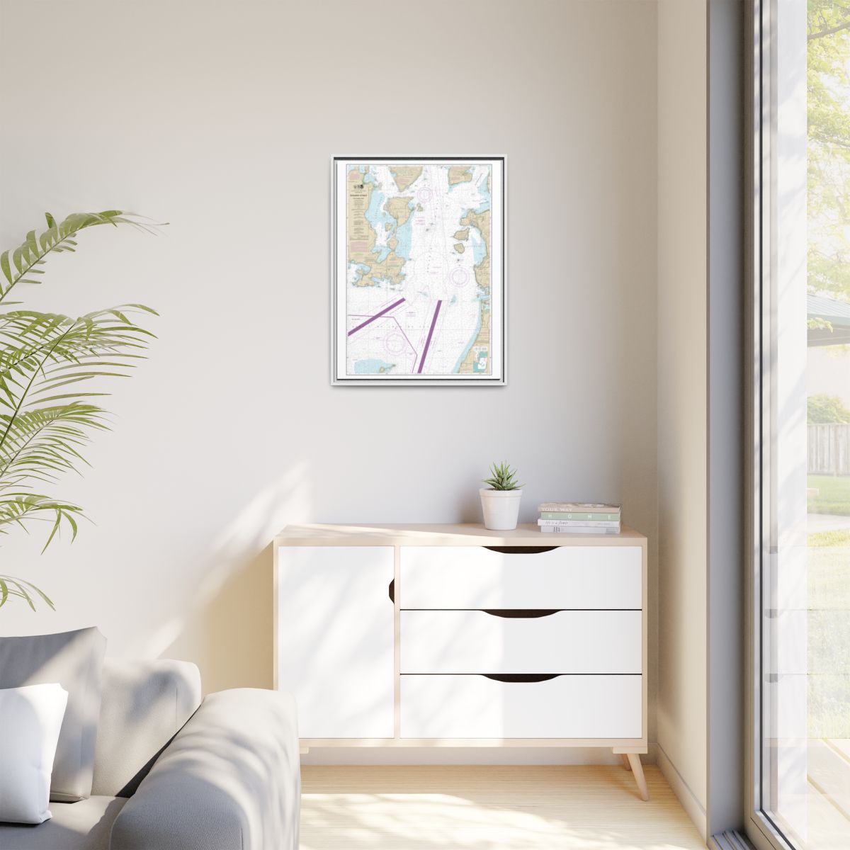 Chart 18429 Rosario Strait-southern part - NOAA Nautical Chart Floating Frame Canvas | 24" x 32" | 30" x 40" - White context-1