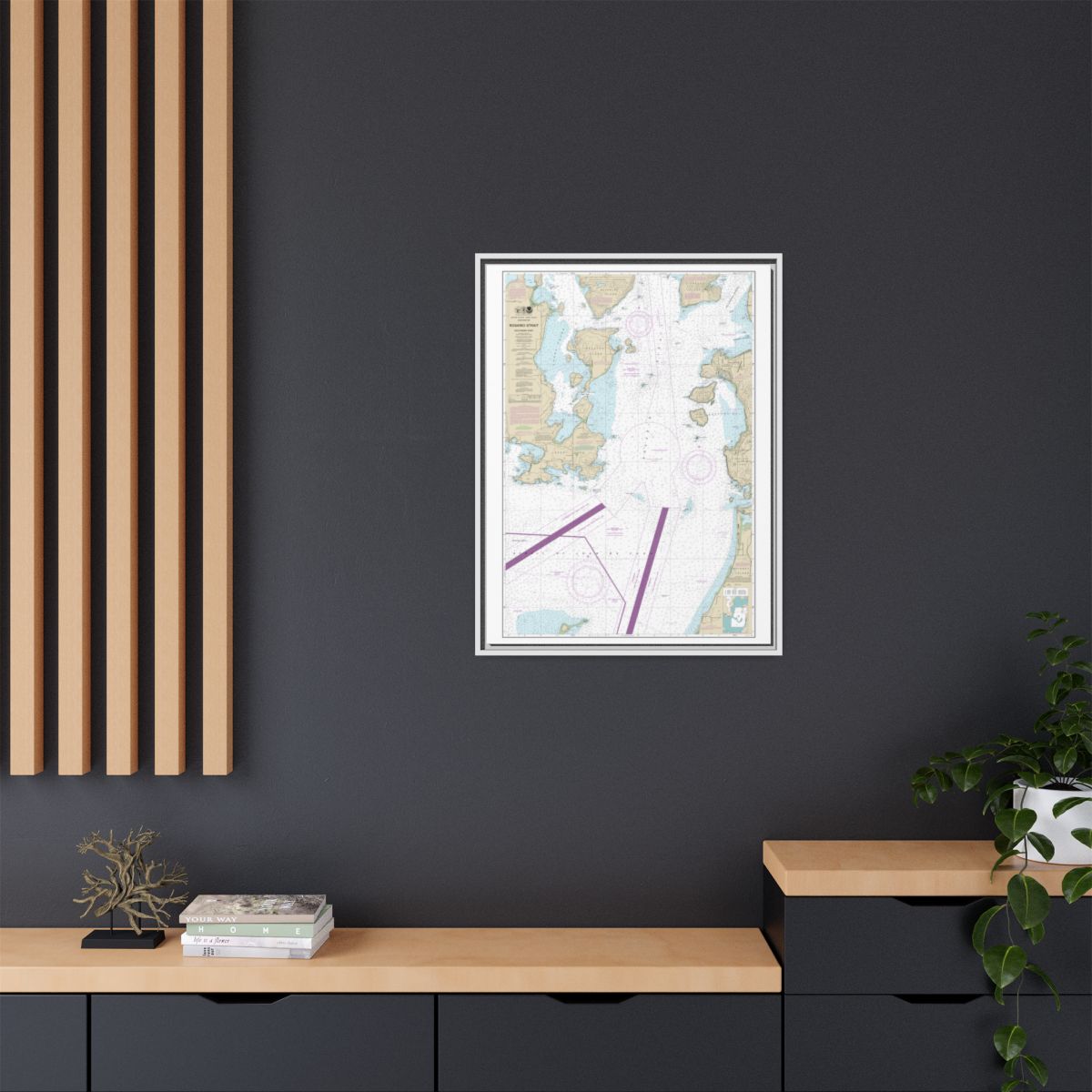 Chart 18429 Rosario Strait-southern part - NOAA Nautical Chart Floating Frame Canvas | 24" x 32" | 30" x 40" - White context-2