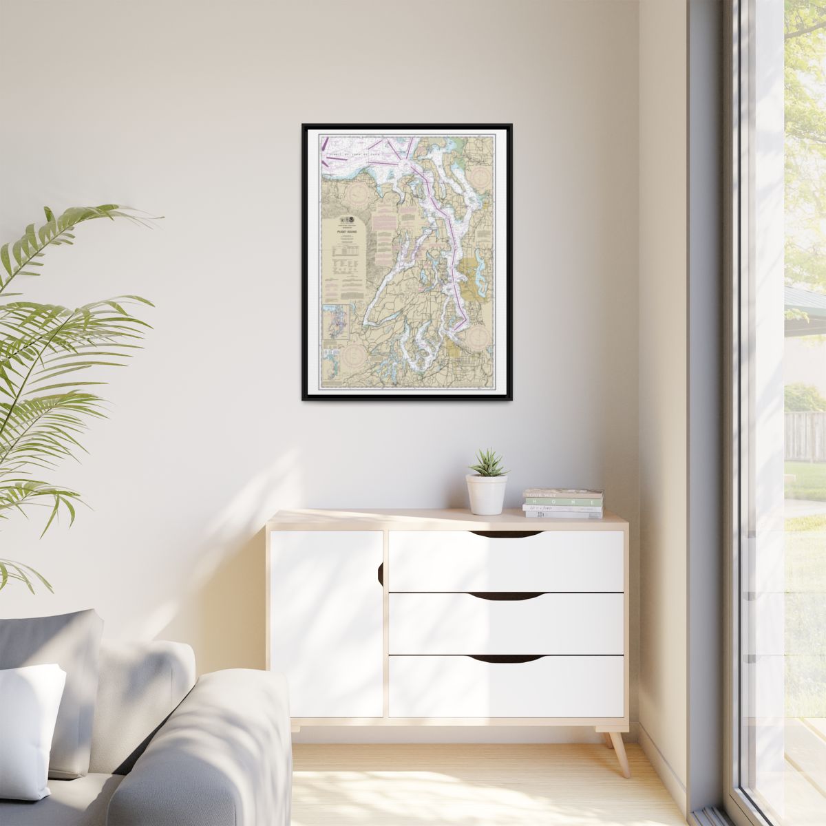 Chart 18440 Puget Sound - NOAA Nautical Chart Floating Frame Canvas | 24" x 32" | 30" x 40" - Black context-1