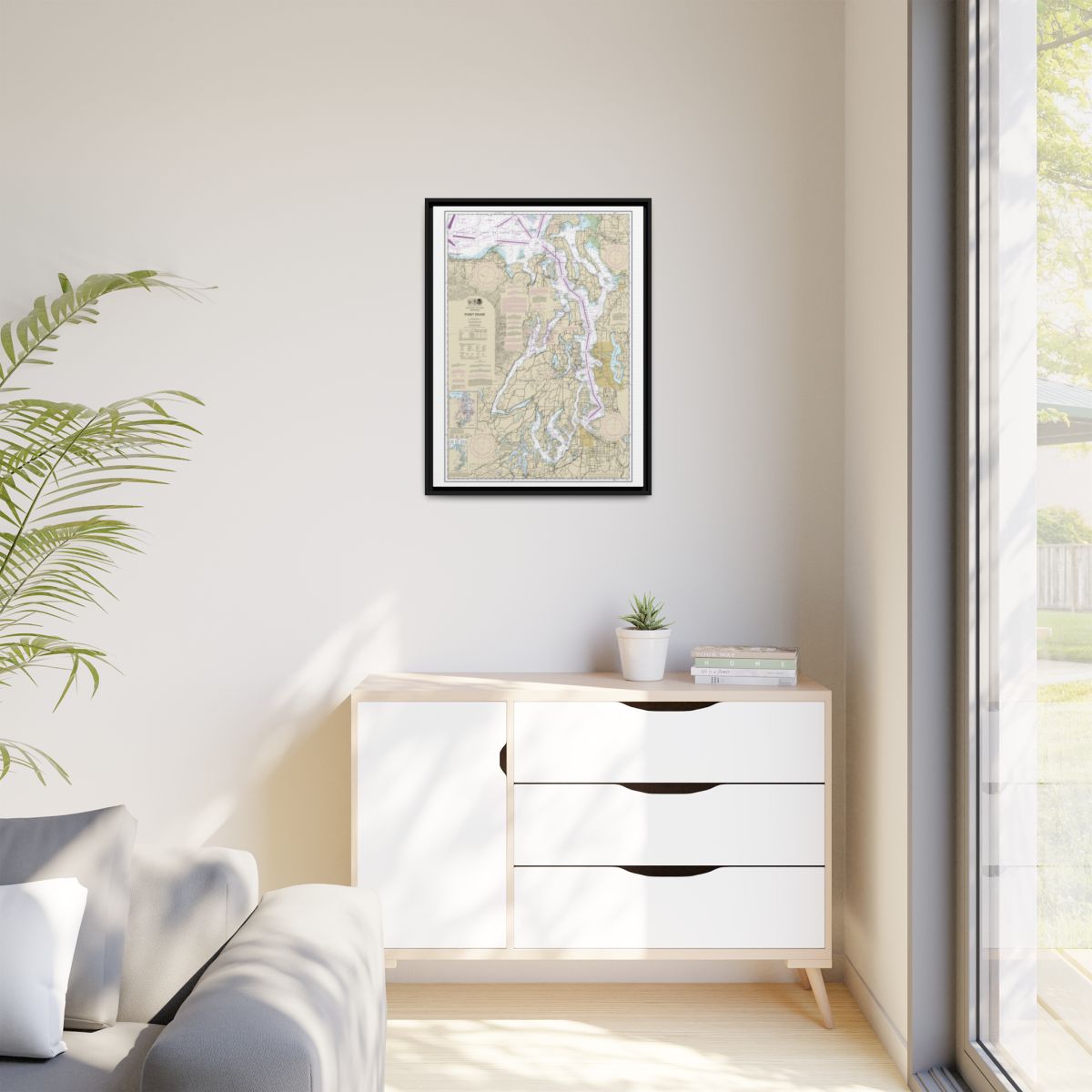 Chart 18440 Puget Sound - NOAA Nautical Chart Floating Frame Canvas | 24" x 32" | 30" x 40" - Black context-1