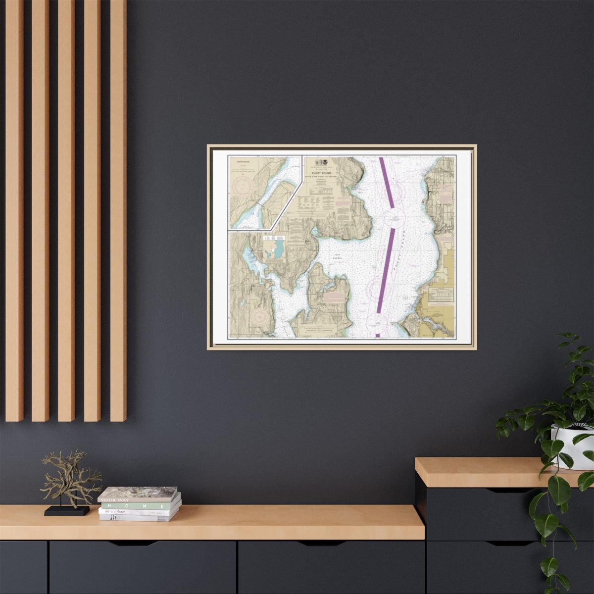 Chart 18446 Puget Sound-Apple Cove Point to Keyport;Agate Passage - NOAA Nautical Chart Floating Frame Canvas | 32" x 24" | 40" x 30" - Natural context-2