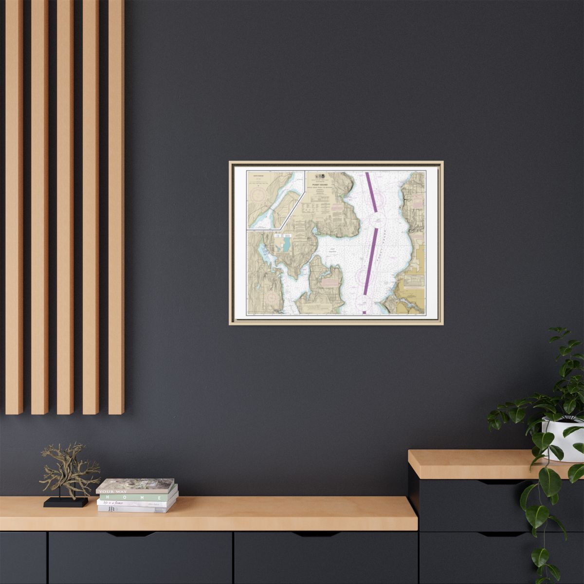 Chart 18446 Puget Sound-Apple Cove Point to Keyport;Agate Passage - NOAA Nautical Chart Floating Frame Canvas | 32" x 24" | 40" x 30" - Natural context-2