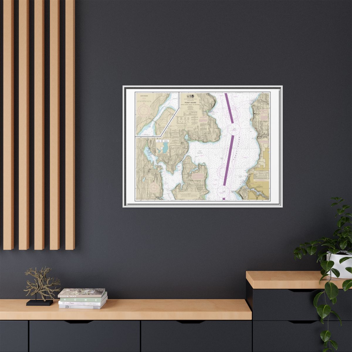 Chart 18446 Puget Sound-Apple Cove Point to Keyport;Agate Passage - NOAA Nautical Chart Floating Frame Canvas | 32" x 24" | 40" x 30" - White context-2