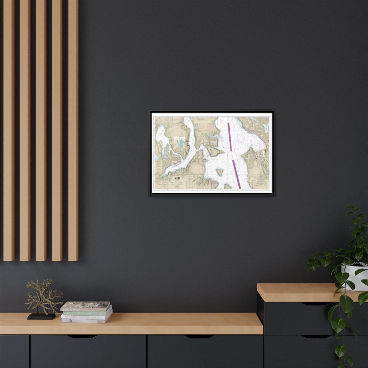 Chart 18449 Puget Sound-Seattle to Bremerton - NOAA Nautical Chart Floating Frame Canvas | 30" x 20" | 36" x 24" | 48" x 32" - Black context-2