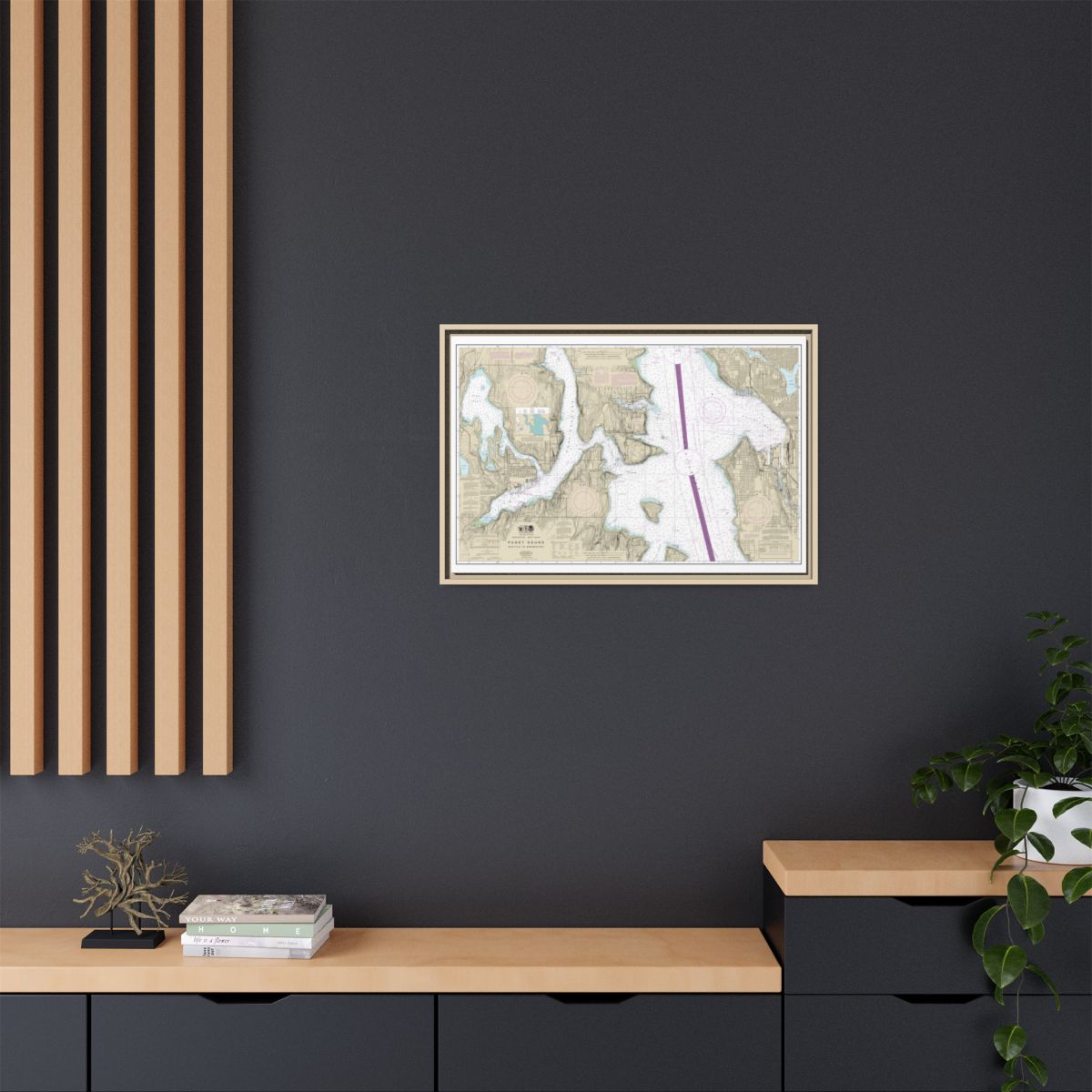 Chart 18449 Puget Sound-Seattle to Bremerton - NOAA Nautical Chart Floating Frame Canvas | 30" x 20" | 36" x 24" | 48" x 32" - Natural context-2