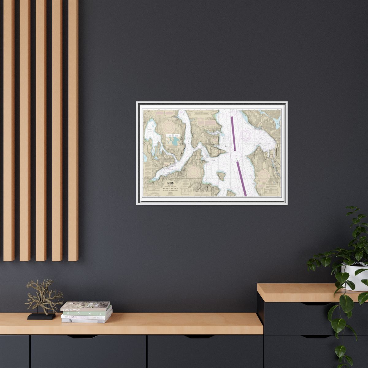 Chart 18449 Puget Sound-Seattle to Bremerton - NOAA Nautical Chart Floating Frame Canvas | 30" x 20" | 36" x 24" | 48" x 32" - White context-2