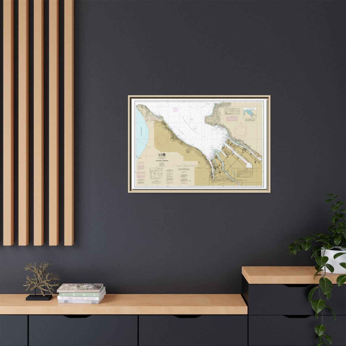 Chart 18453 Tacoma Harbor - NOAA Nautical Chart Floating Frame Canvas | 30" x 20" | 36" x 24" | 48" x 32" - Natural context-2
