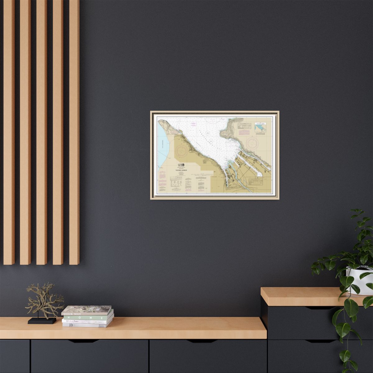 Chart 18453 Tacoma Harbor - NOAA Nautical Chart Floating Frame Canvas | 30" x 20" | 36" x 24" | 48" x 32" - Natural context-2