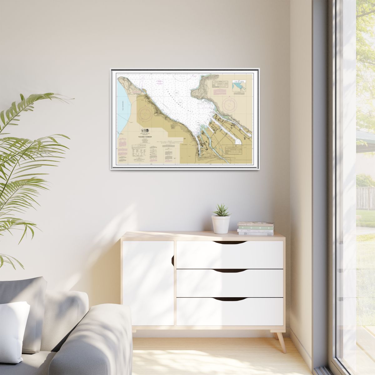 Chart 18453 Tacoma Harbor - NOAA Nautical Chart Floating Frame Canvas | 30" x 20" | 36" x 24" | 48" x 32" - White context-1