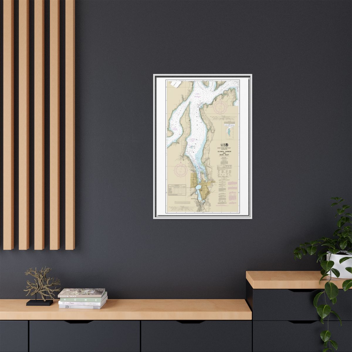 Chart 18456 Olympia Harbor and Budd Inlet - NOAA Nautical Chart Floating Frame Canvas | 20" x 30" | 24" x 36" | 32" x 48" - White context-2