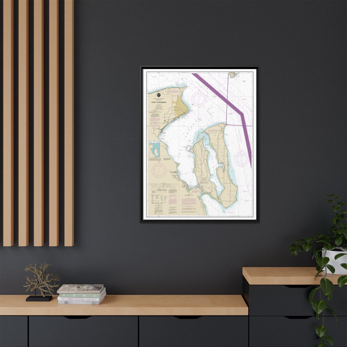Chart 18464 Port Townsend - NOAA Nautical Chart Floating Frame Canvas | 24" x 32" | 30" x 40" - Black context-2