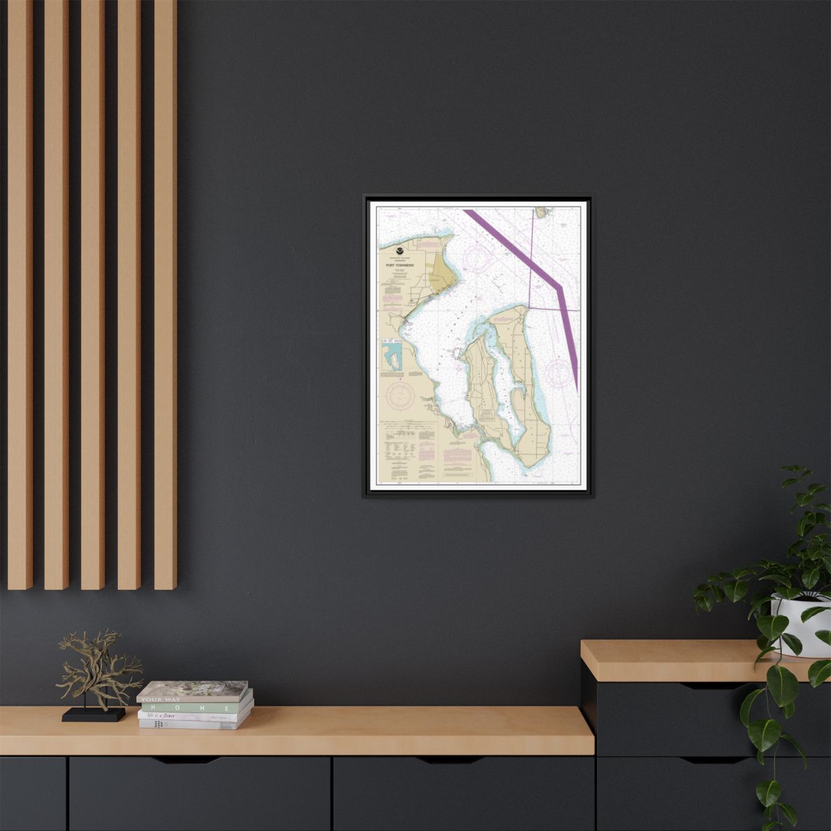 Chart 18464 Port Townsend - NOAA Nautical Chart Floating Frame Canvas | 24" x 32" | 30" x 40" - Black context-2