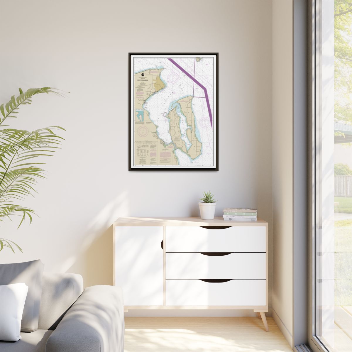 Chart 18464 Port Townsend - NOAA Nautical Chart Floating Frame Canvas | 24" x 32" | 30" x 40" - Espresso context-1