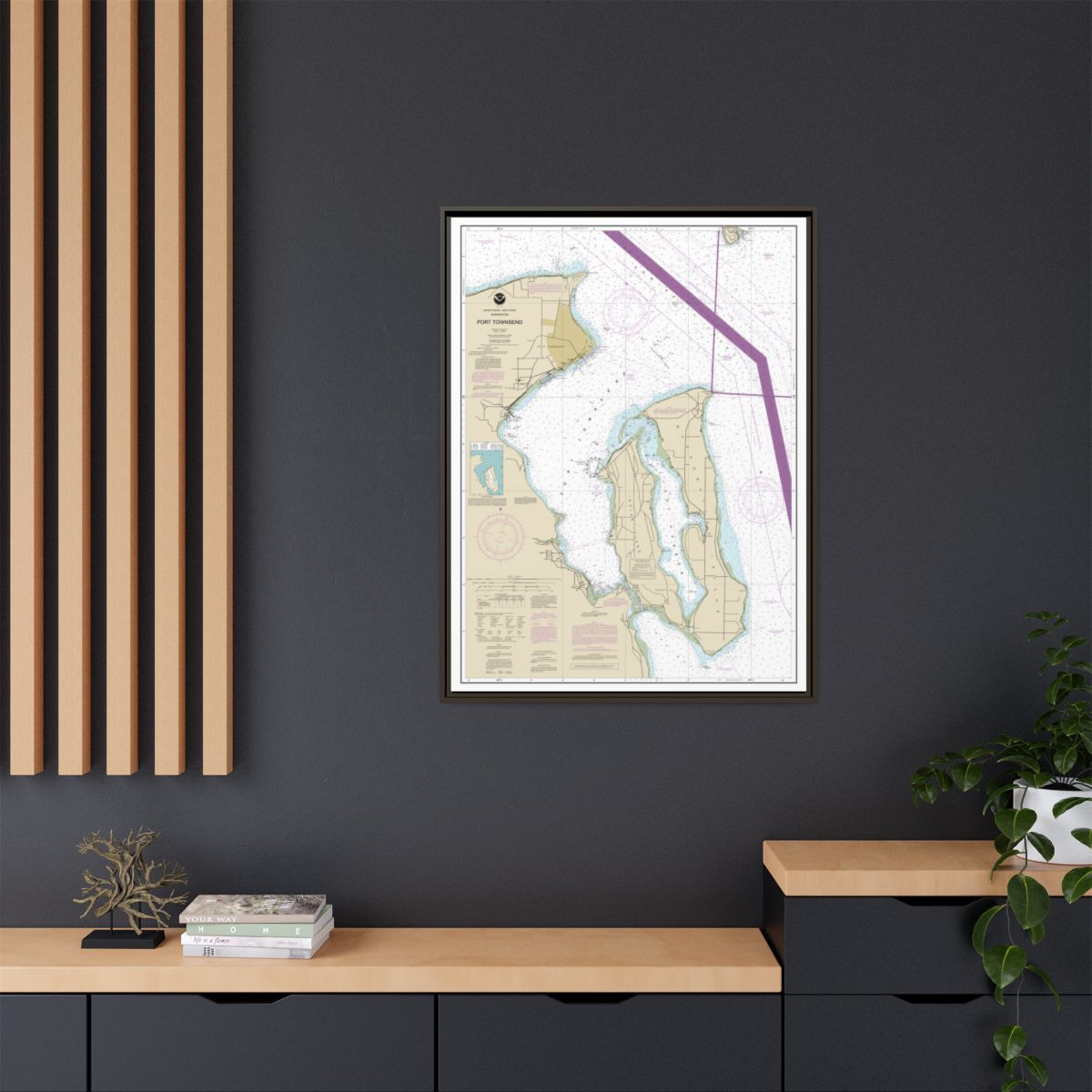 Chart 18464 Port Townsend - NOAA Nautical Chart Floating Frame Canvas | 24" x 32" | 30" x 40" - Espresso context-2