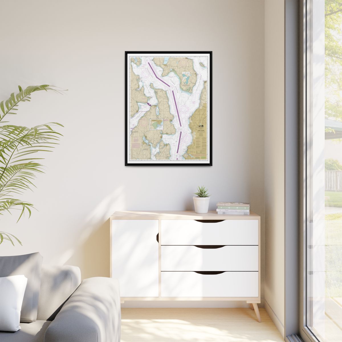 Chart 18473 Puget Sound-Oak Bay to Shilshole Bay - NOAA Nautical Chart Floating Frame Canvas | 24" x 32" | 30" x 40" - Black context-1