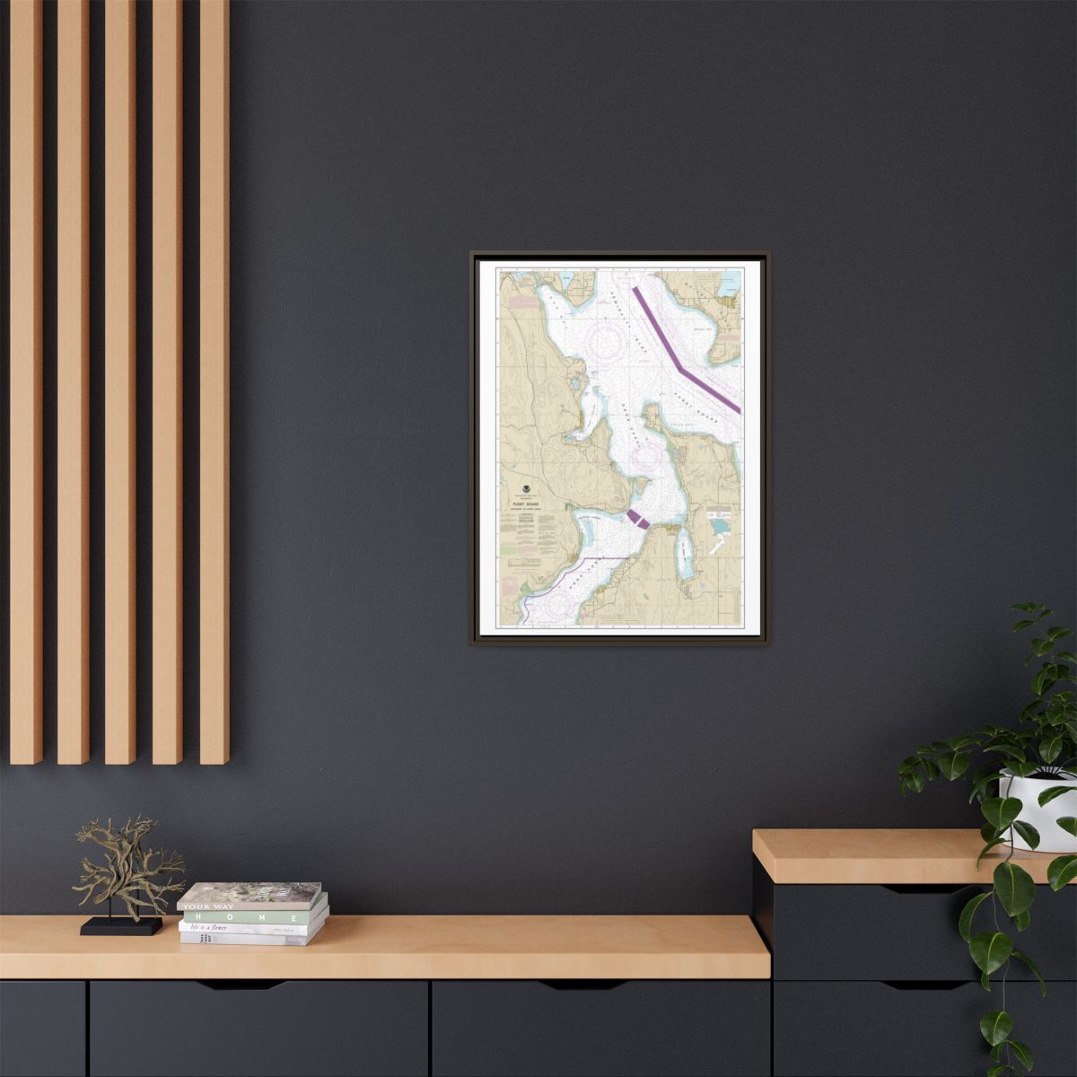 Chart 18477 Puget Sound-Entrance to Hood Canal - NOAA Nautical Chart Floating Frame Canvas | 24" x 32" | 30" x 40" - Espresso context-2