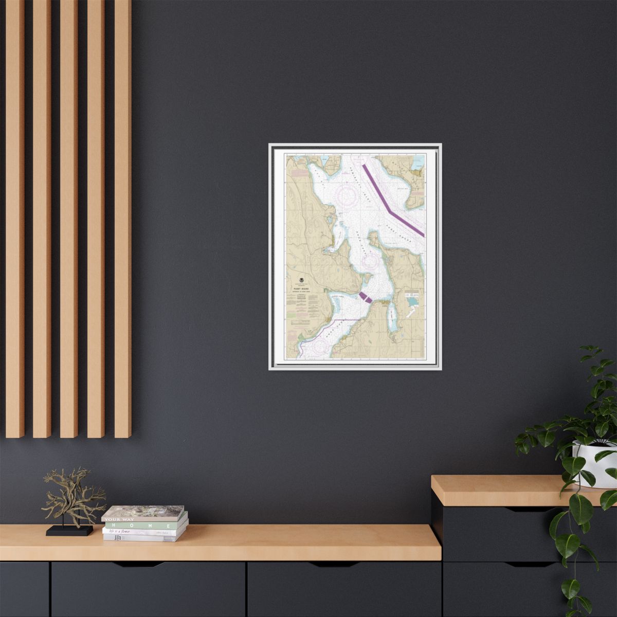Chart 18477 Puget Sound-Entrance to Hood Canal - NOAA Nautical Chart Floating Frame Canvas | 24" x 32" | 30" x 40" - White context-2
