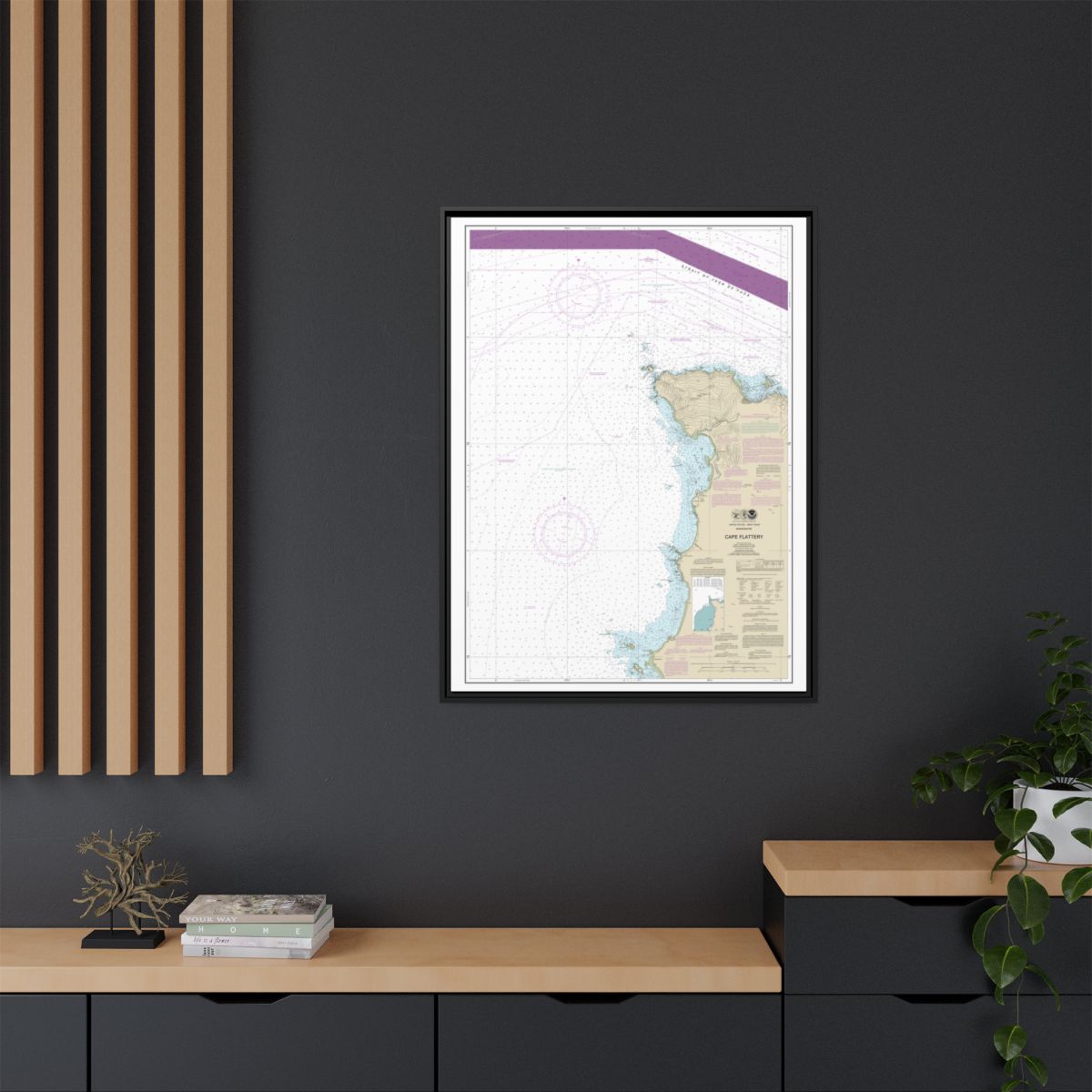 Chart 18485 Cape Flattery - NOAA Nautical Chart Floating Frame Canvas | 24" x 32" | 30" x 40" - Black context-2