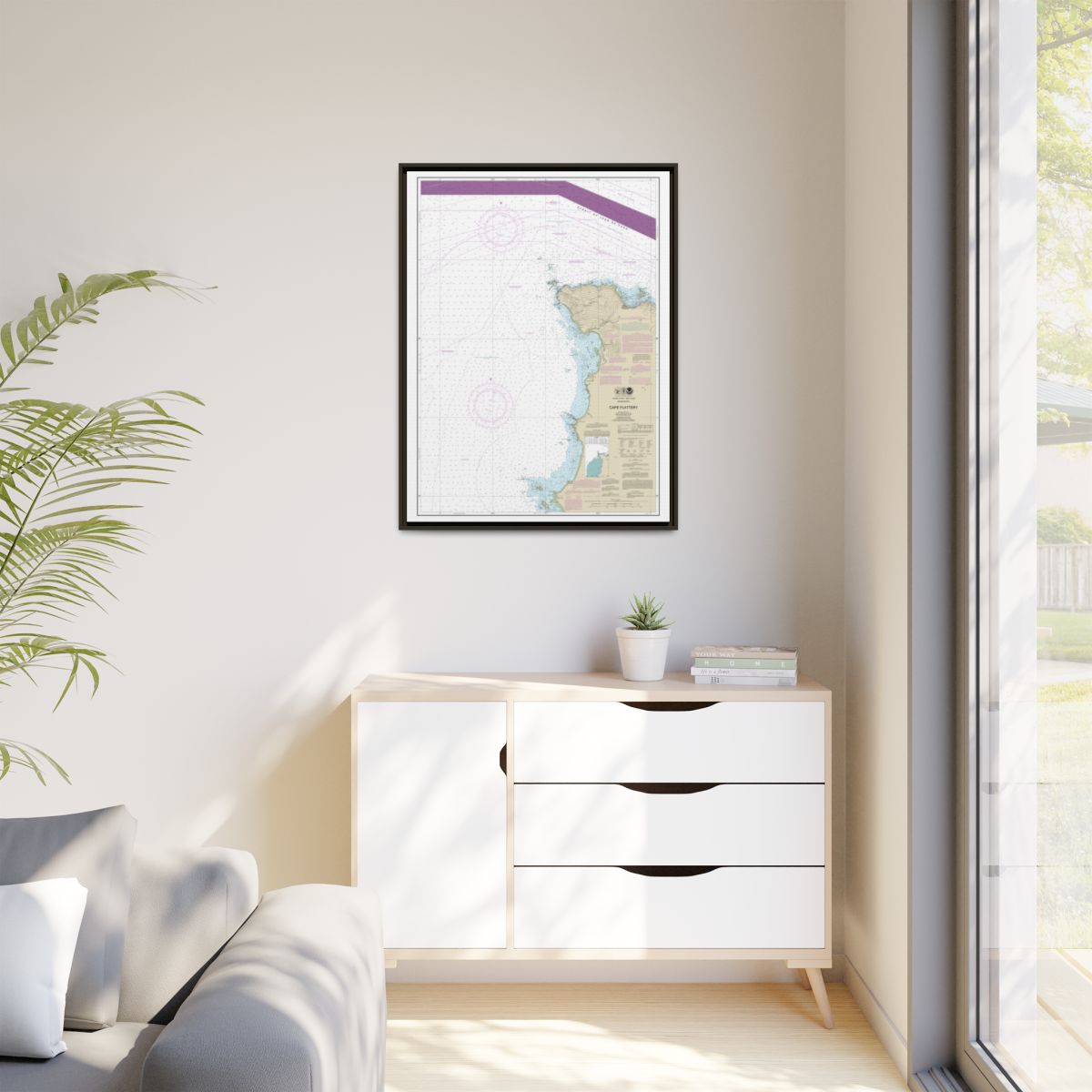 Chart 18485 Cape Flattery - NOAA Nautical Chart Floating Frame Canvas | 24" x 32" | 30" x 40" - Espresso context-1