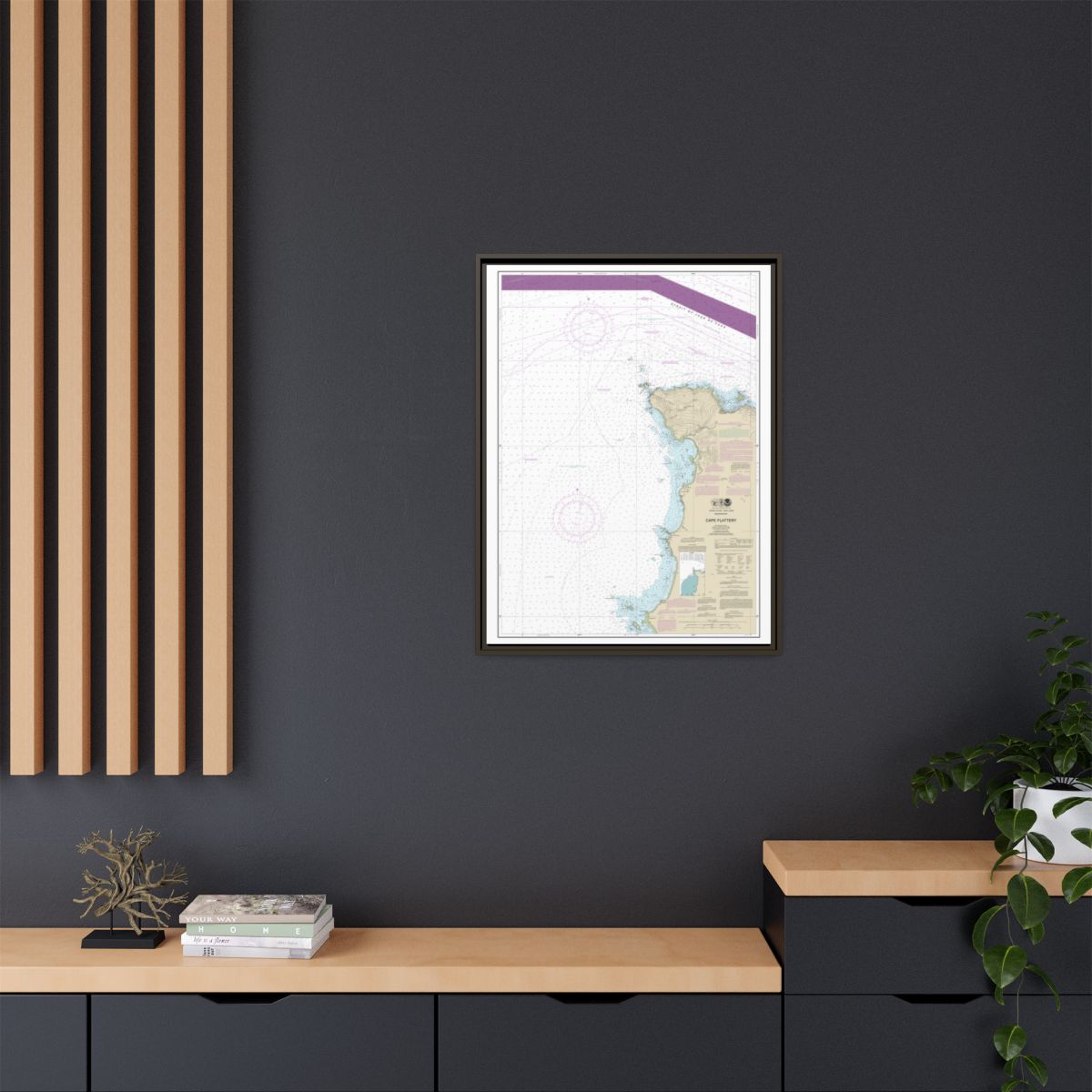 Chart 18485 Cape Flattery - NOAA Nautical Chart Floating Frame Canvas | 24" x 32" | 30" x 40" - Espresso context-2