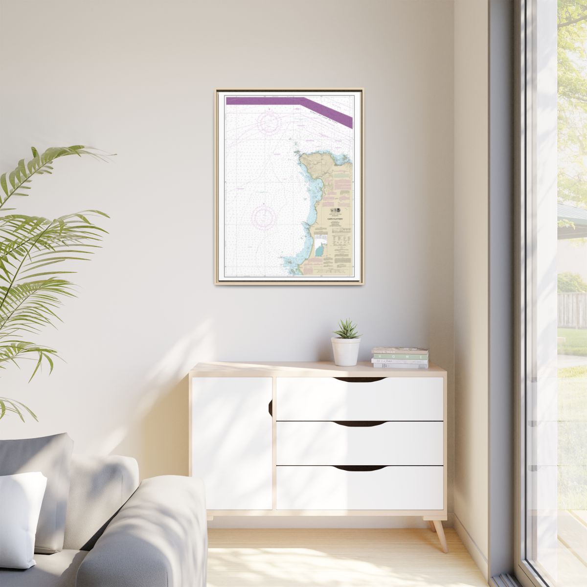 Chart 18485 Cape Flattery - NOAA Nautical Chart Floating Frame Canvas | 24" x 32" | 30" x 40" - Natural context-1