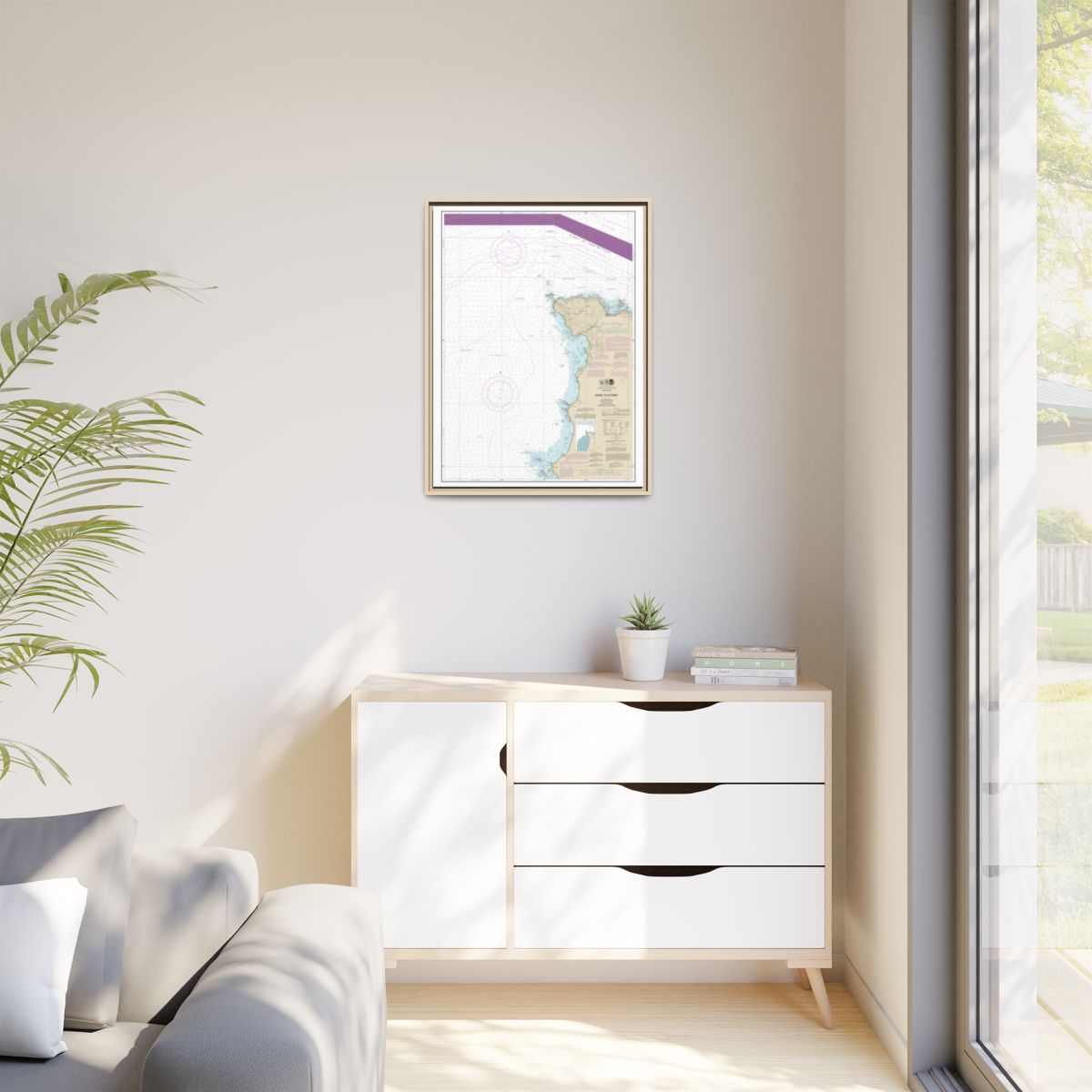 Chart 18485 Cape Flattery - NOAA Nautical Chart Floating Frame Canvas | 24" x 32" | 30" x 40" - Natural context-1