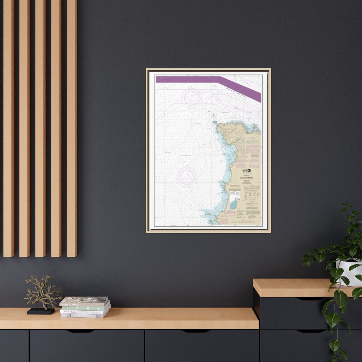 Chart 18485 Cape Flattery - NOAA Nautical Chart Floating Frame Canvas | 24" x 32" | 30" x 40" - Natural context-2