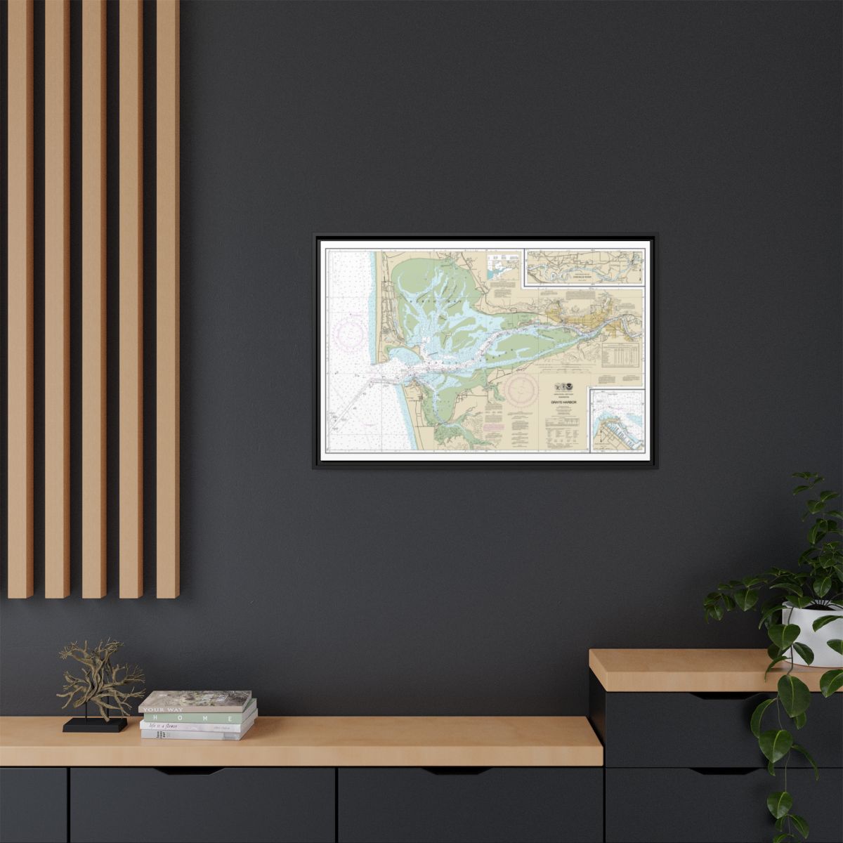 Chart 18502 Grays Harbor;Westhaven Cove - NOAA Nautical Chart Floating Frame Canvas | 30" x 20" | 36" x 24" | 48" x 32" - Black context-2