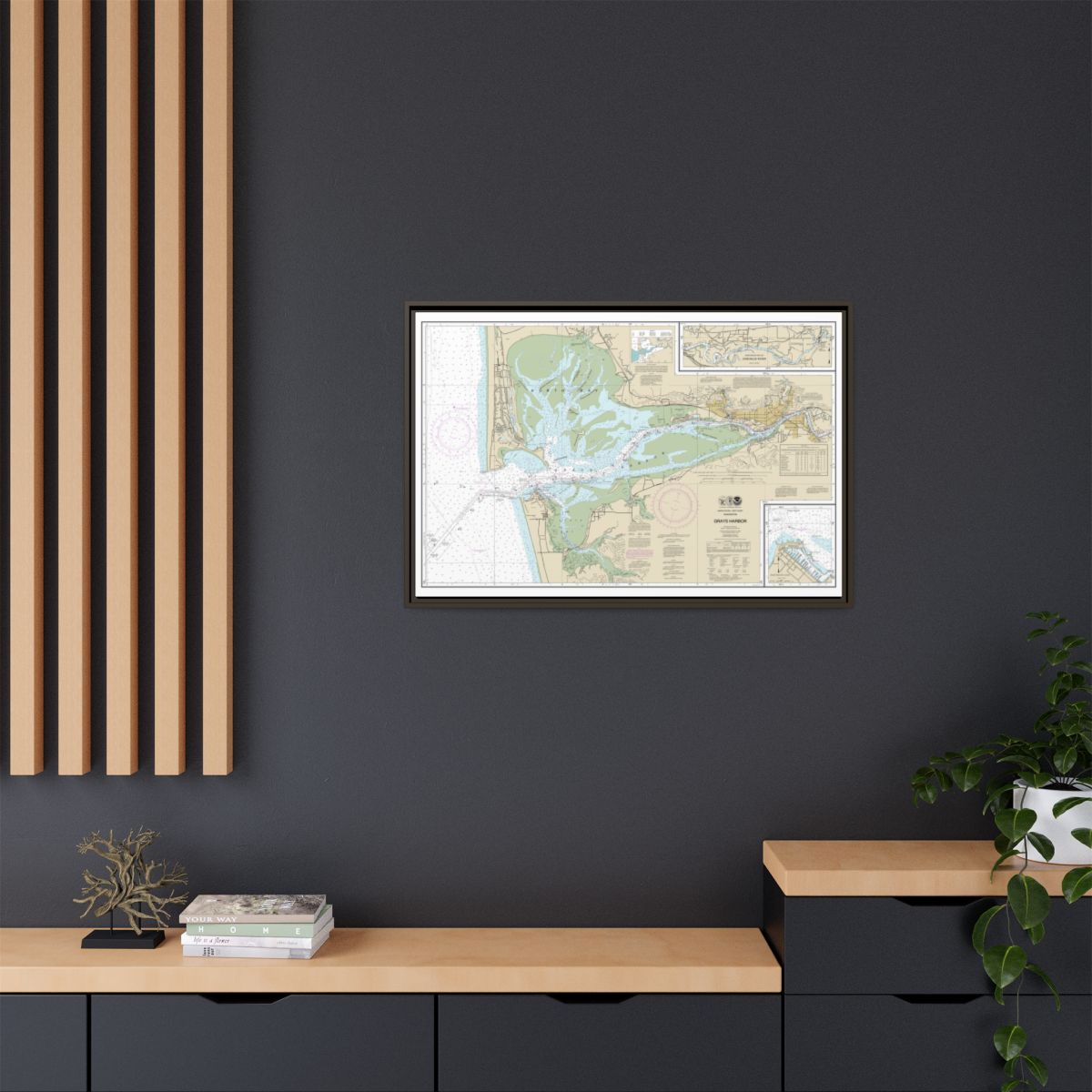 Chart 18502 Grays Harbor;Westhaven Cove - NOAA Nautical Chart Floating Frame Canvas | 30" x 20" | 36" x 24" | 48" x 32" - Espresso context-2