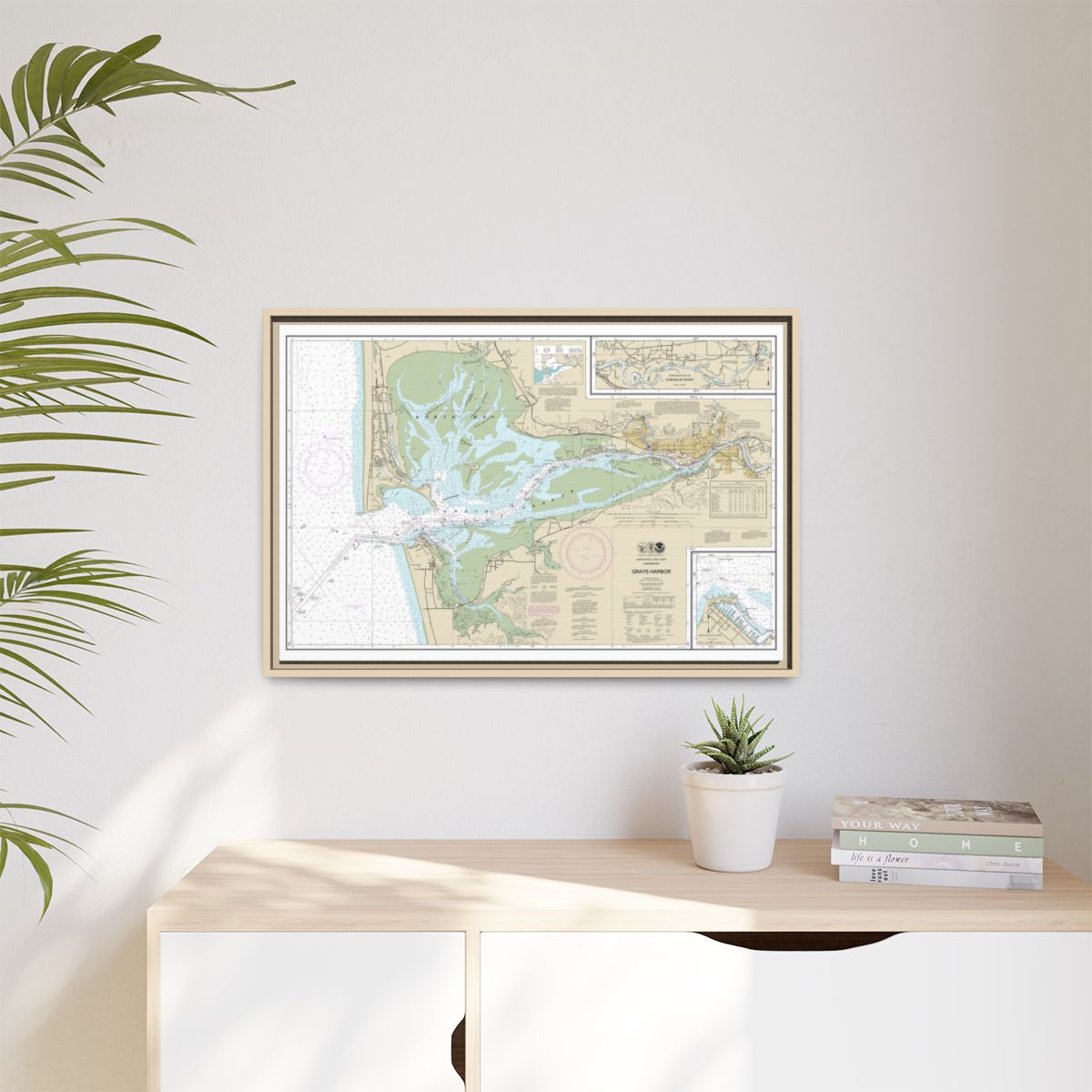 Chart 18502 Grays Harbor;Westhaven Cove - NOAA Nautical Chart Floating Frame Canvas | 30" x 20" | 36" x 24" | 48" x 32" - Natural context-1
