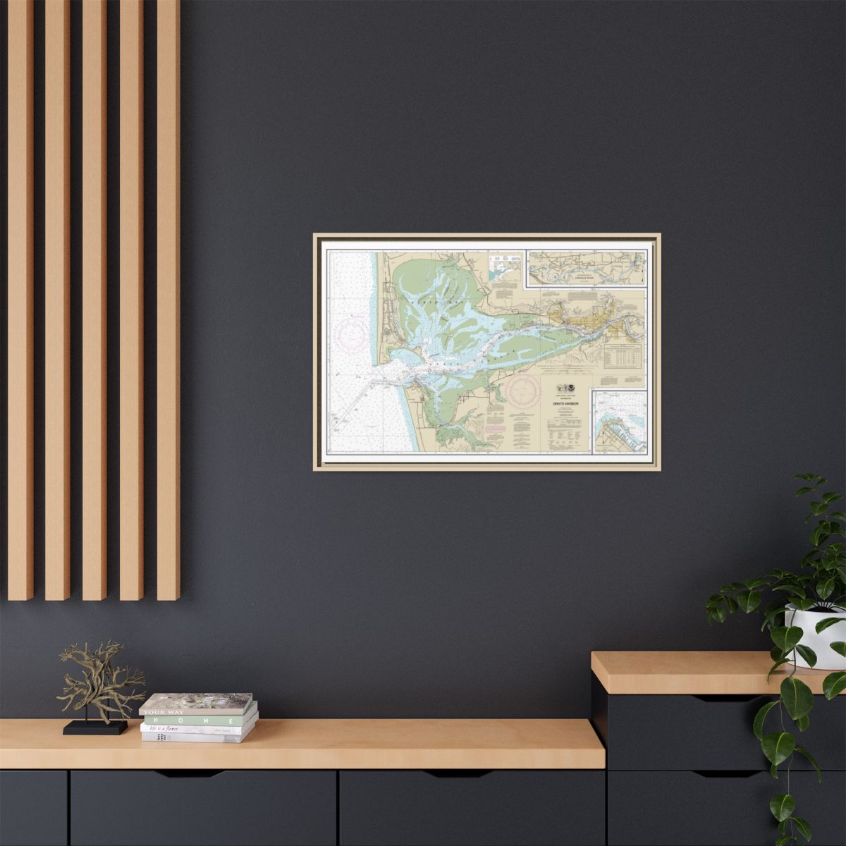 Chart 18502 Grays Harbor;Westhaven Cove - NOAA Nautical Chart Floating Frame Canvas | 30" x 20" | 36" x 24" | 48" x 32" - Natural context-2