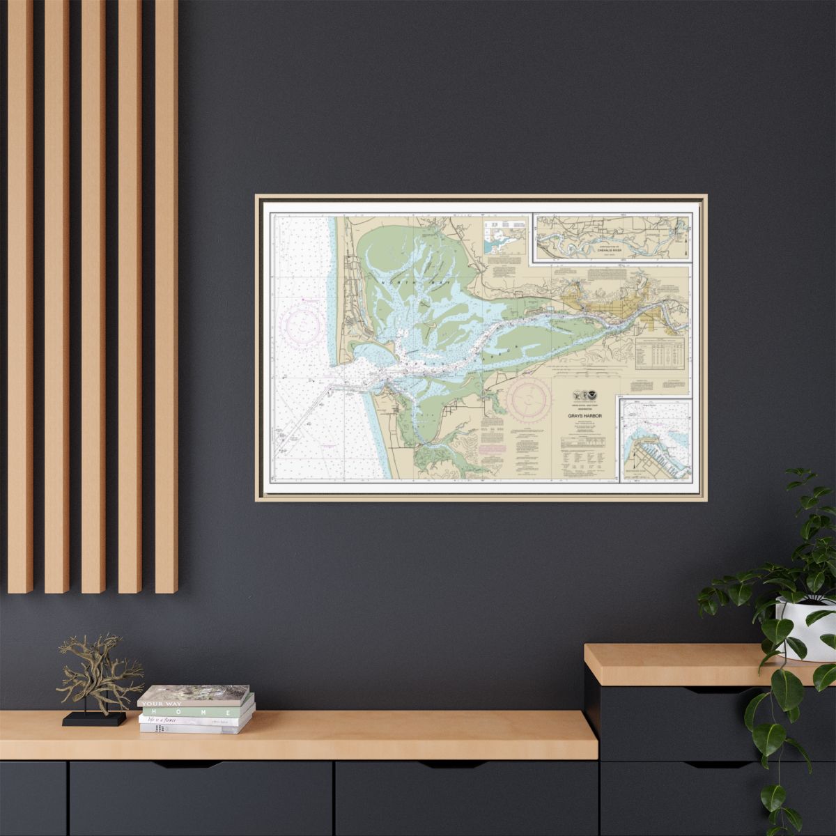 Chart 18502 Grays Harbor;Westhaven Cove - NOAA Nautical Chart Floating Frame Canvas | 30" x 20" | 36" x 24" | 48" x 32" - Natural context-2