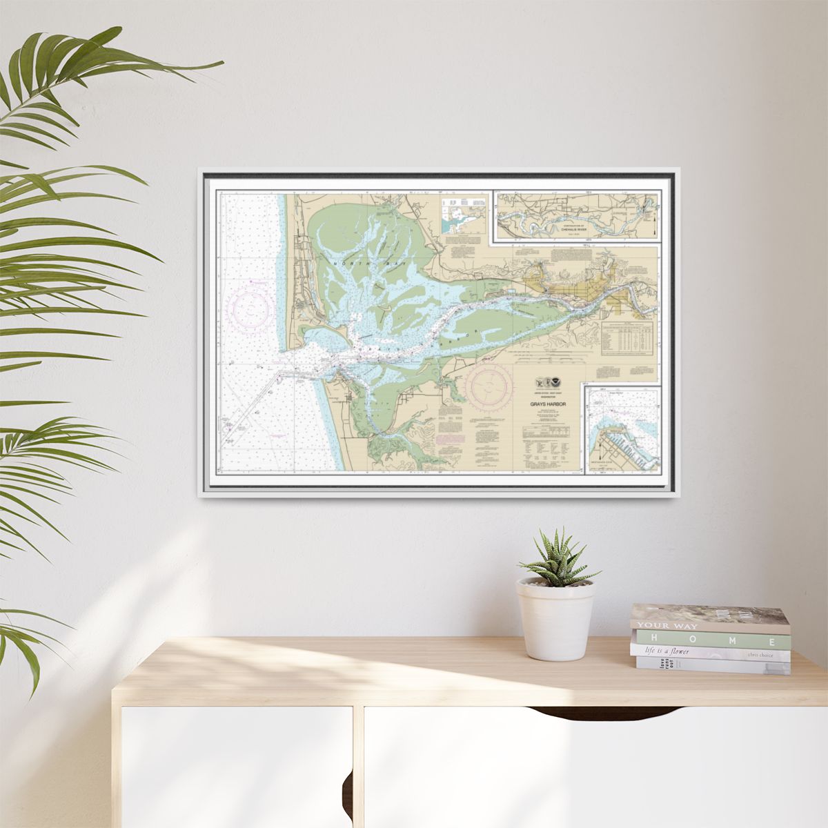 Chart 18502 Grays Harbor;Westhaven Cove - NOAA Nautical Chart Floating Frame Canvas | 30" x 20" | 36" x 24" | 48" x 32" - White context-1