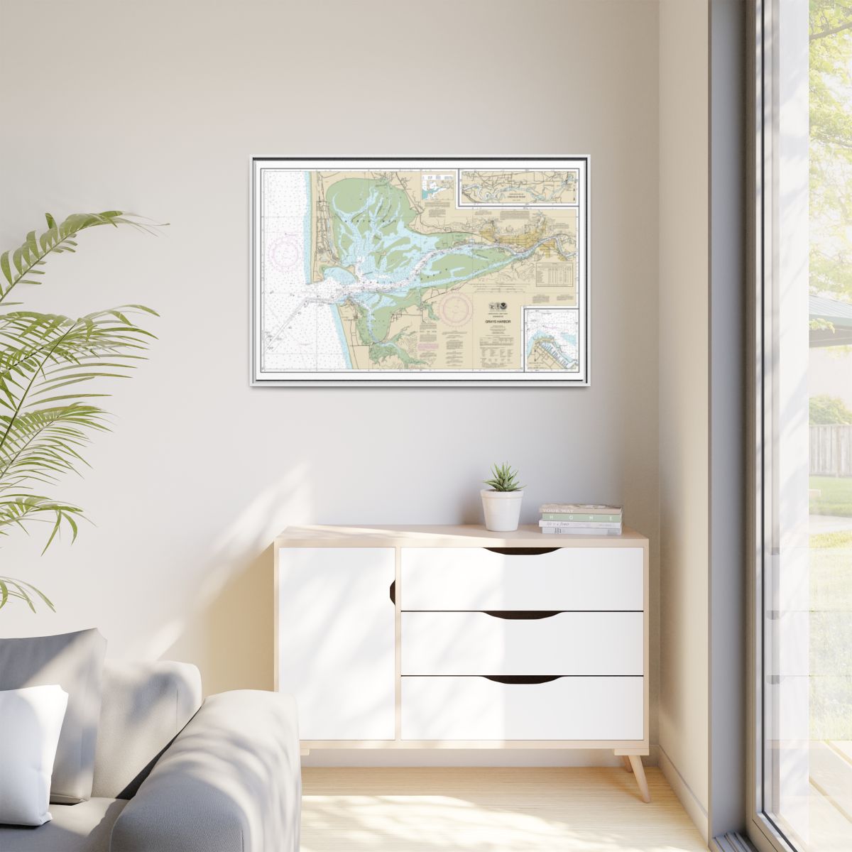 Chart 18502 Grays Harbor;Westhaven Cove - NOAA Nautical Chart Floating Frame Canvas | 30" x 20" | 36" x 24" | 48" x 32" - White context-1