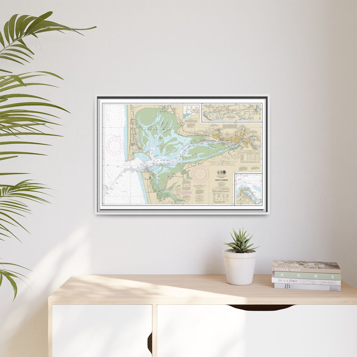 Chart 18502 Grays Harbor;Westhaven Cove - NOAA Nautical Chart Floating Frame Canvas | 30" x 20" | 36" x 24" | 48" x 32" - White context-1
