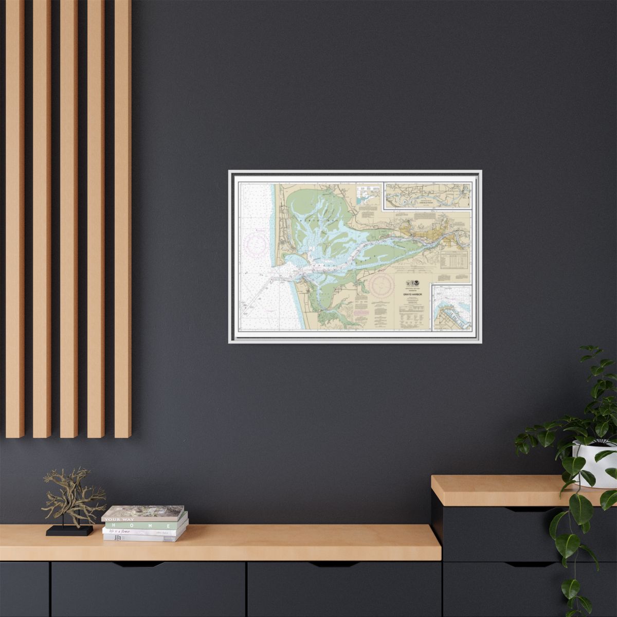 Chart 18502 Grays Harbor;Westhaven Cove - NOAA Nautical Chart Floating Frame Canvas | 30" x 20" | 36" x 24" | 48" x 32" - White context-2