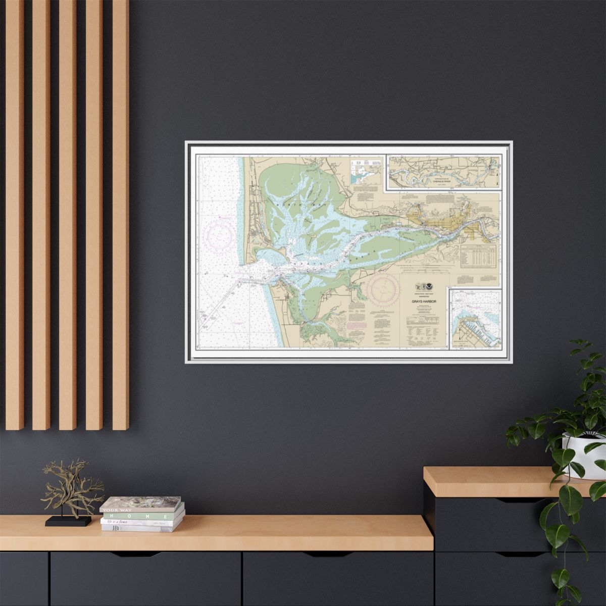 Chart 18502 Grays Harbor;Westhaven Cove - NOAA Nautical Chart Floating Frame Canvas | 30" x 20" | 36" x 24" | 48" x 32" - White context-2