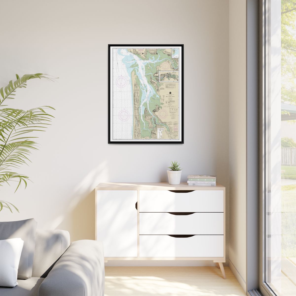Chart 18504 Willapa Bay;Toke Pt. - NOAA Nautical Chart Floating Frame Canvas | 24" x 32" | 30" x 40" - Black context-1