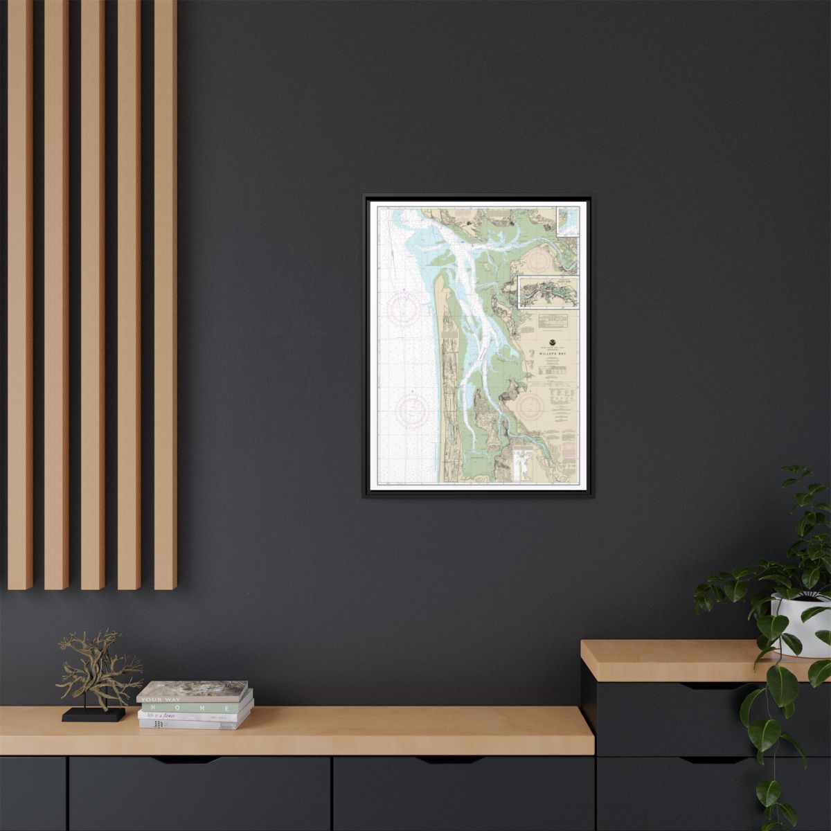 Chart 18504 Willapa Bay;Toke Pt. - NOAA Nautical Chart Floating Frame Canvas | 24" x 32" | 30" x 40" - Black context-2