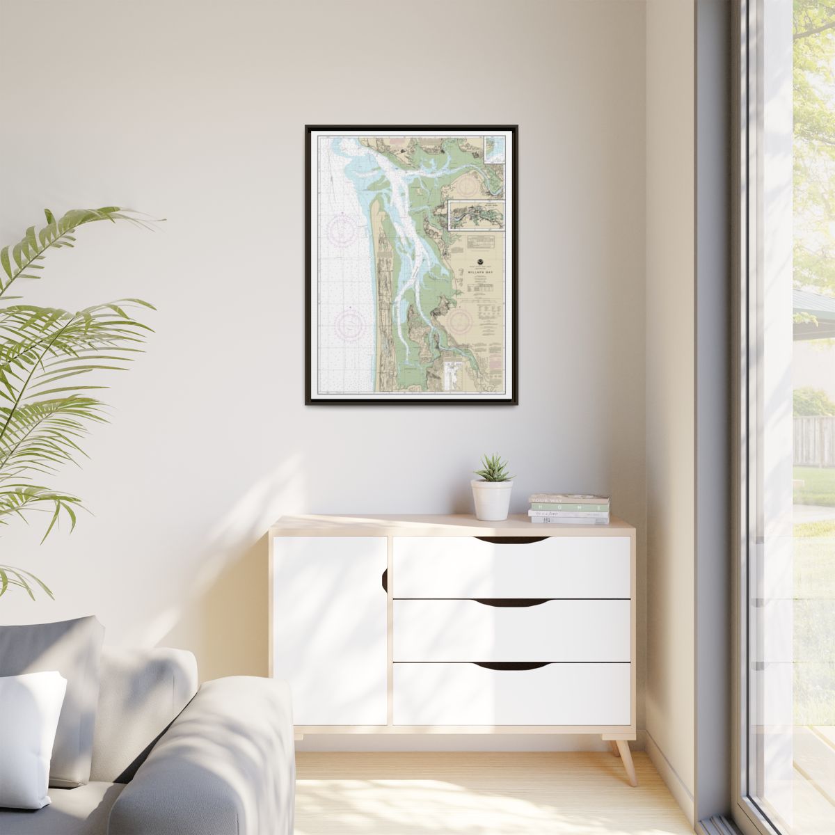 Chart 18504 Willapa Bay;Toke Pt. - NOAA Nautical Chart Floating Frame Canvas | 24" x 32" | 30" x 40" - Espresso context-1