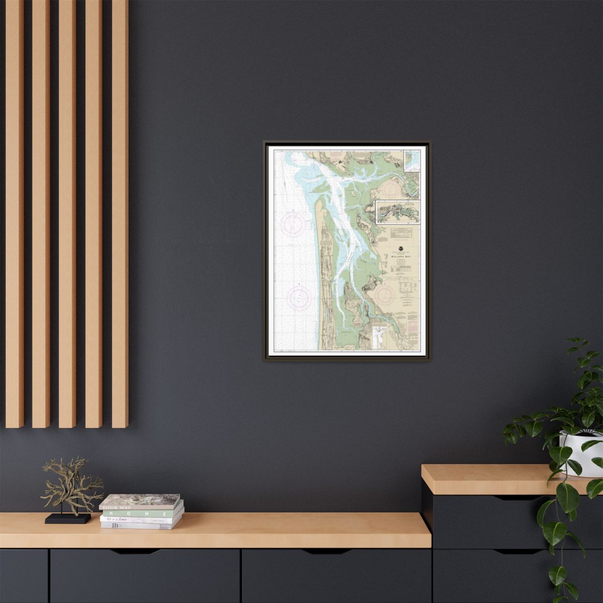 Chart 18504 Willapa Bay;Toke Pt. - NOAA Nautical Chart Floating Frame Canvas | 24" x 32" | 30" x 40" - Espresso context-2