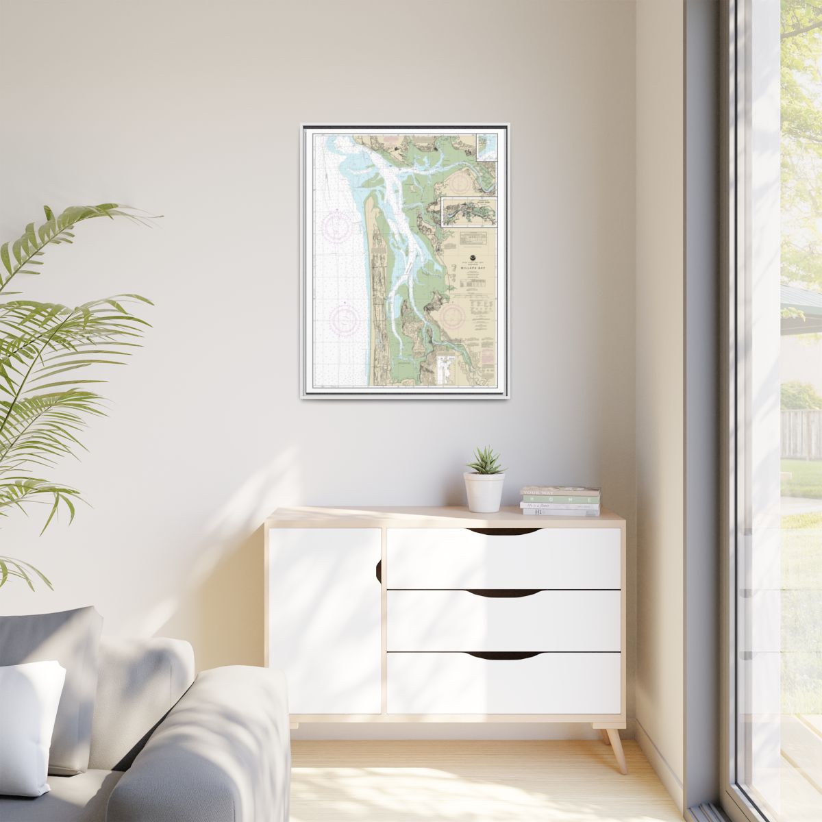 Chart 18504 Willapa Bay;Toke Pt. - NOAA Nautical Chart Floating Frame Canvas | 24" x 32" | 30" x 40" - White context-1