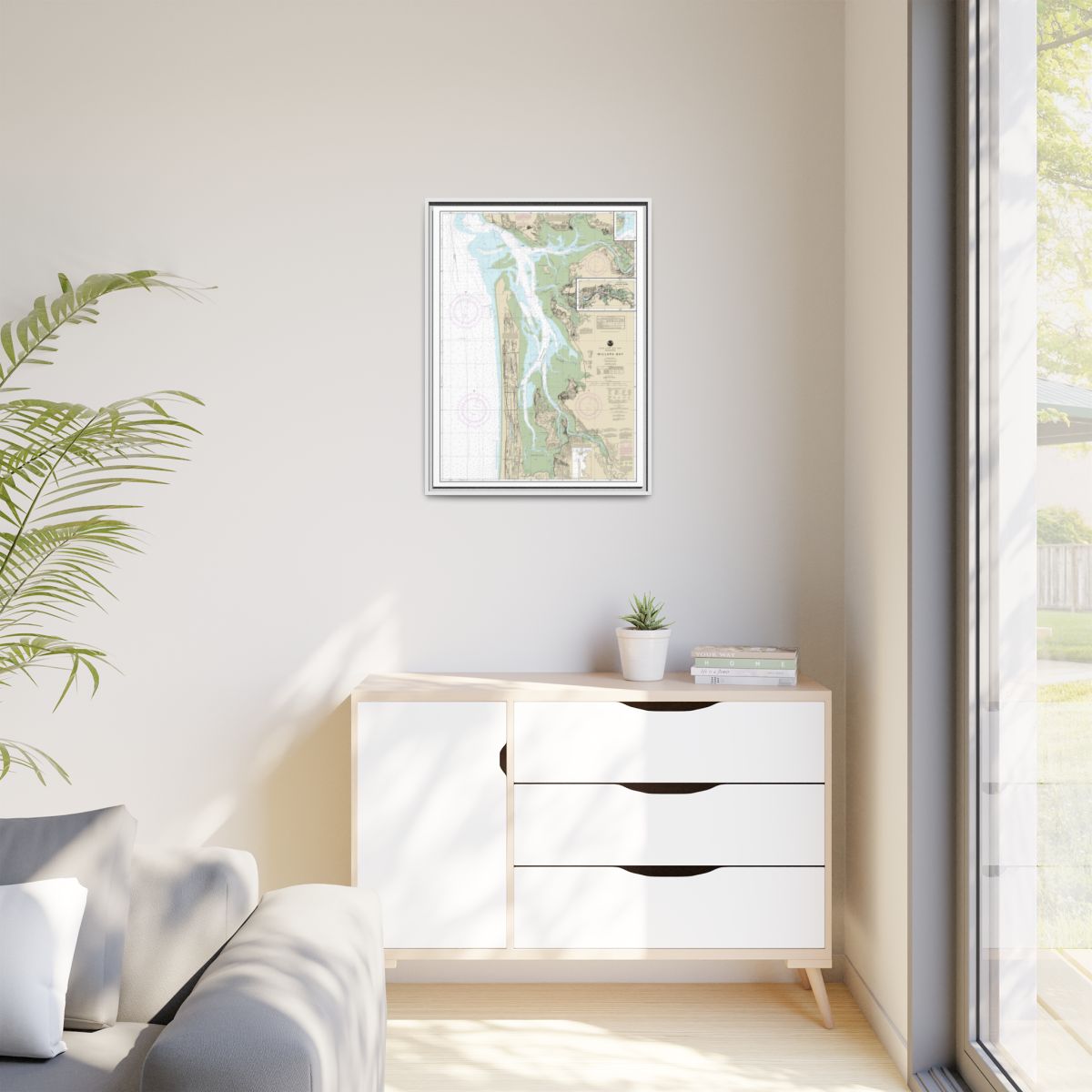 Chart 18504 Willapa Bay;Toke Pt. - NOAA Nautical Chart Floating Frame Canvas | 24" x 32" | 30" x 40" - White context-1