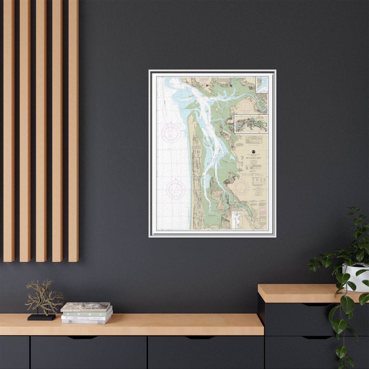 Chart 18504 Willapa Bay;Toke Pt. - NOAA Nautical Chart Floating Frame Canvas | 24" x 32" | 30" x 40" - White context-2