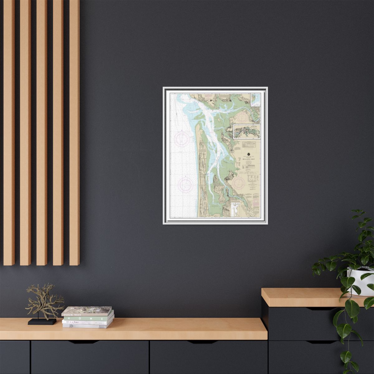 Chart 18504 Willapa Bay;Toke Pt. - NOAA Nautical Chart Floating Frame Canvas | 24" x 32" | 30" x 40" - White context-2