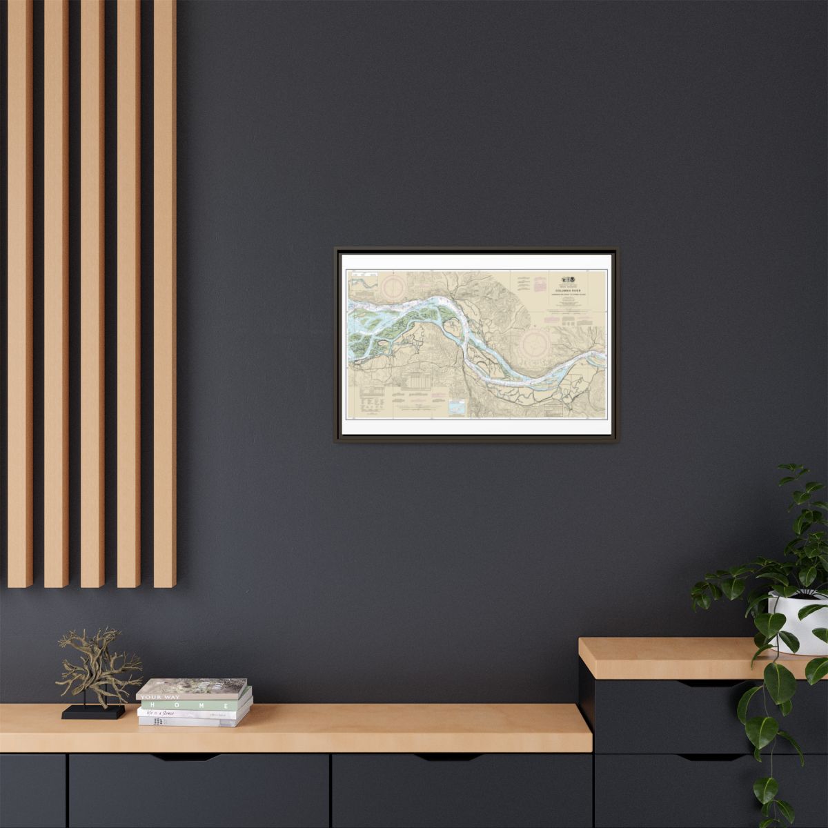 Chart 18523 Columbia River Harrington Point to Crims Island - NOAA Nautical Chart Floating Frame Canvas | 30" x 20" | 36" x 24" | 48" x 32" - Espresso context-2