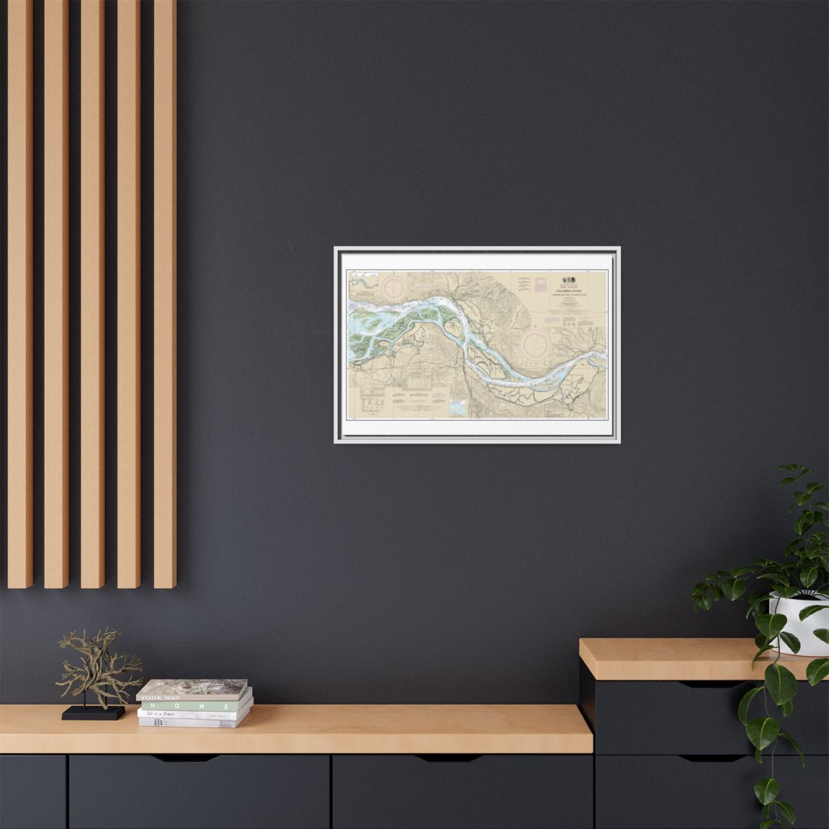 Chart 18523 Columbia River Harrington Point to Crims Island - NOAA Nautical Chart Floating Frame Canvas | 30" x 20" | 36" x 24" | 48" x 32" - White context-2