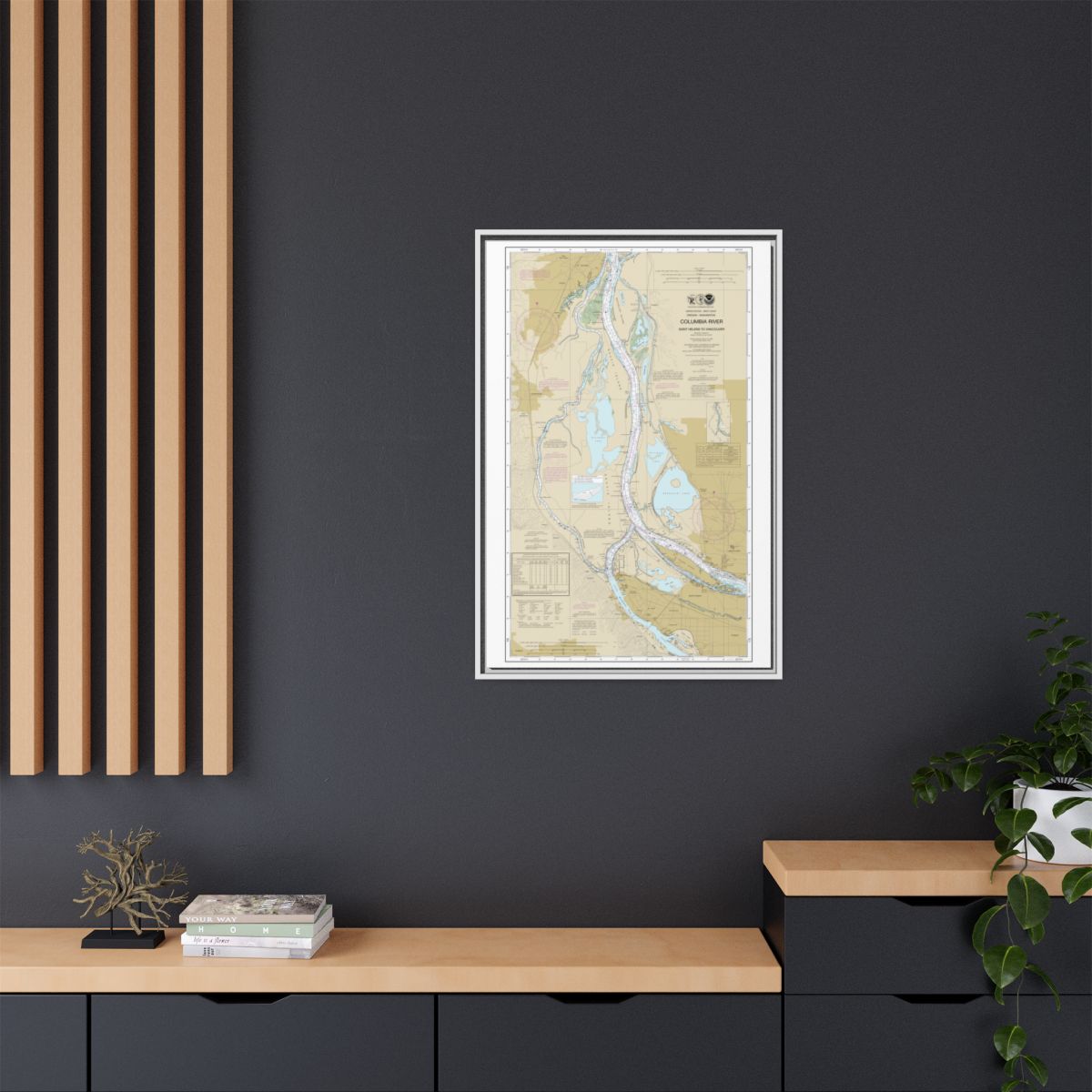 Chart 18525 Columbia River Saint Helens to Vancouver - NOAA Nautical Chart Floating Frame Canvas | 20" x 30" | 24" x 36" | 32" x 48" - White context-2